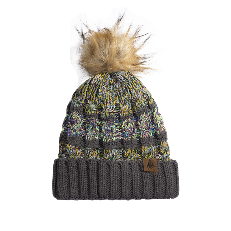 Thick Cable Knit Faux Fuzzy Fur Pom Lined Cuff Beanie