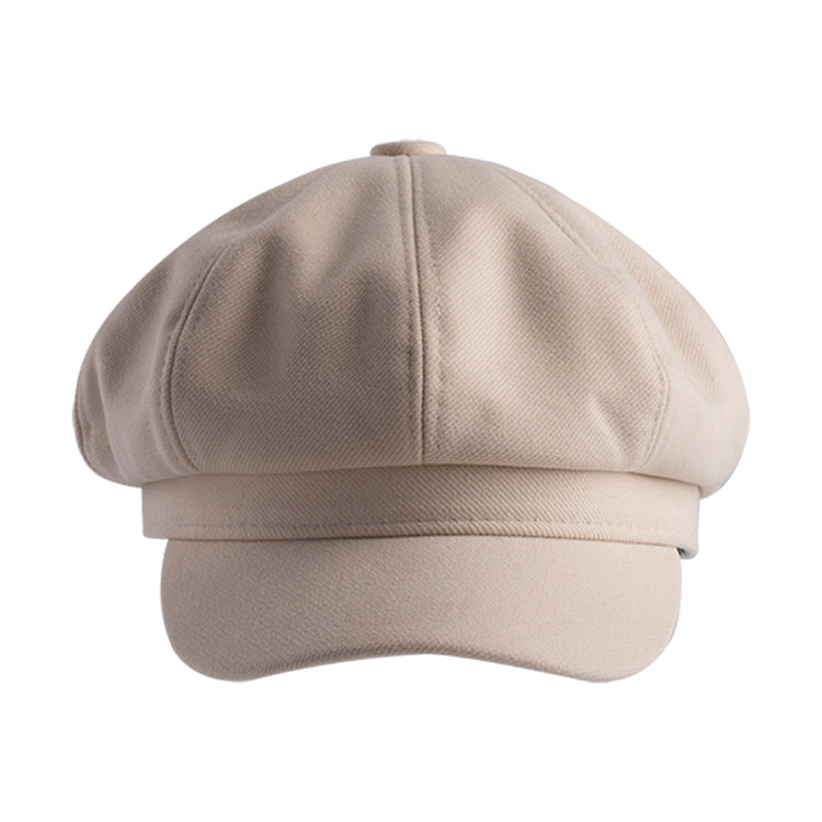 Vintage Wool-Blend Newsboy Cap – Unisex Baker Boy Hat with Soft Crown