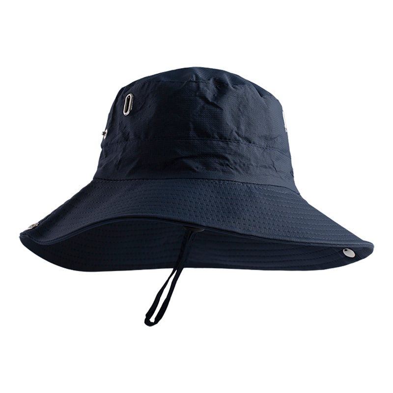 Unisex Wide Brim Sun Hat with Chin Strap – UV Protection Outdoor Bucket Hat