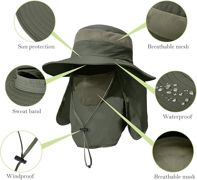 Full Protection Sun Hat with Face & Neck Cover | UPF 50+ Outdoor Shield