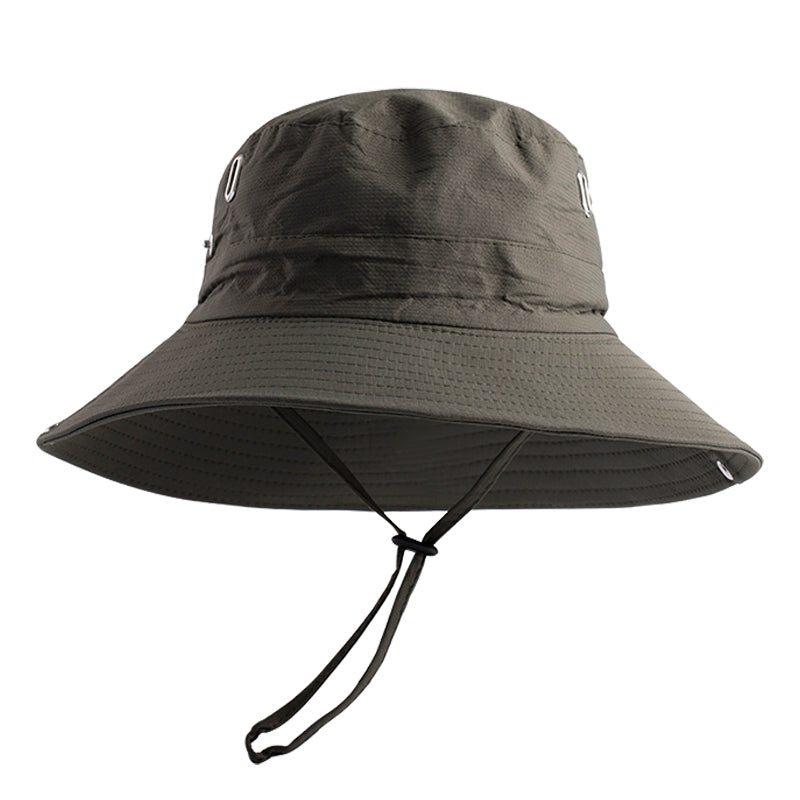 Unisex Wide Brim Sun Hat with Chin Strap – UV Protection Outdoor Bucket Hat