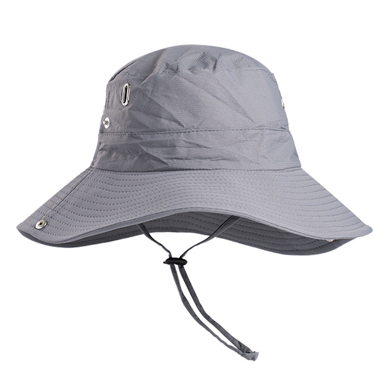 Unisex Wide Brim Sun Hat with Chin Strap – UV Protection Outdoor Bucket Hat