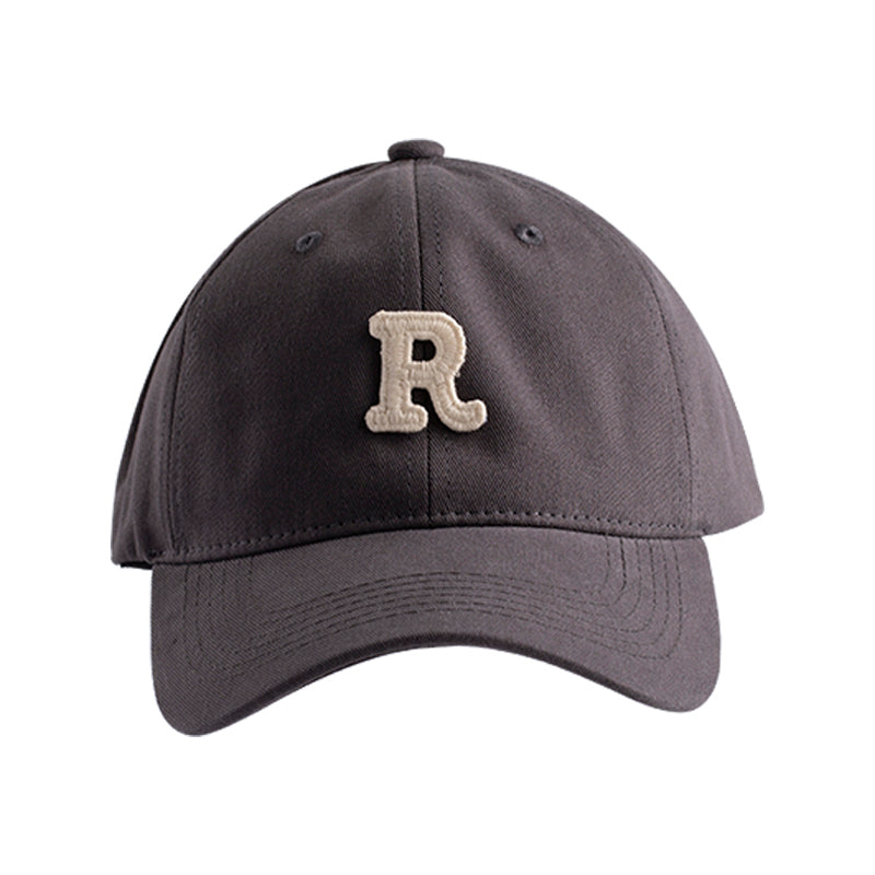 Unisex Khaki Baseball Cap with Embroidered “R” Letter – Adjustable Cotton Hat