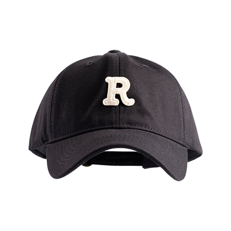Unisex Khaki Baseball Cap with Embroidered “R” Letter – Adjustable Cotton Hat
