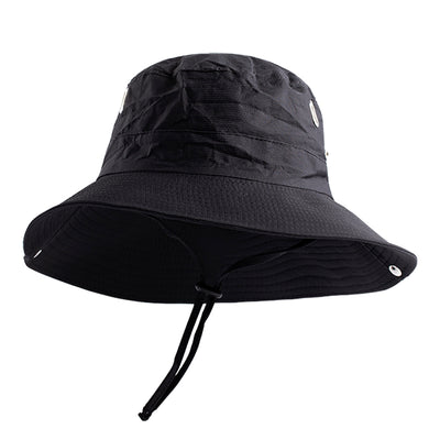 Unisex Wide Brim Sun Hat with Chin Strap – UV Protection Outdoor Bucket Hat