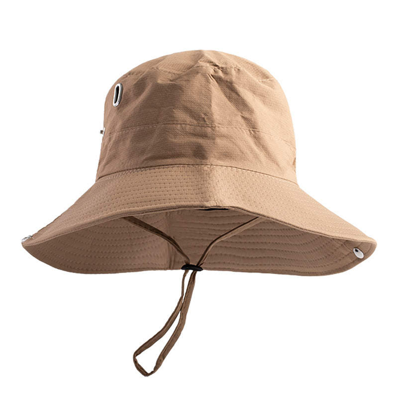 Unisex Wide Brim Sun Hat with Chin Strap – UV Protection Outdoor Bucket Hat